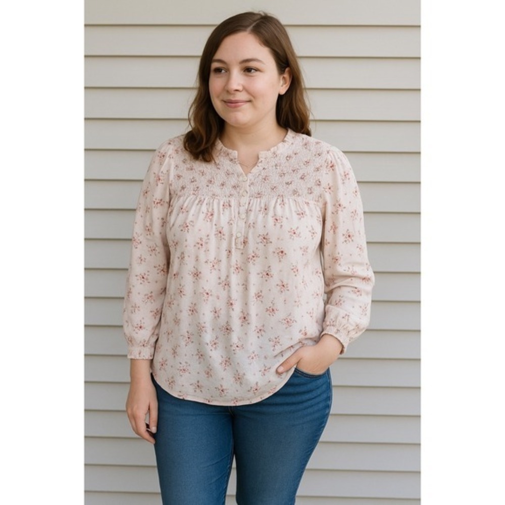 Cynthia Rowley Women NA Floral Pink Top Casual BabyDoll Cottagecore Dollcore